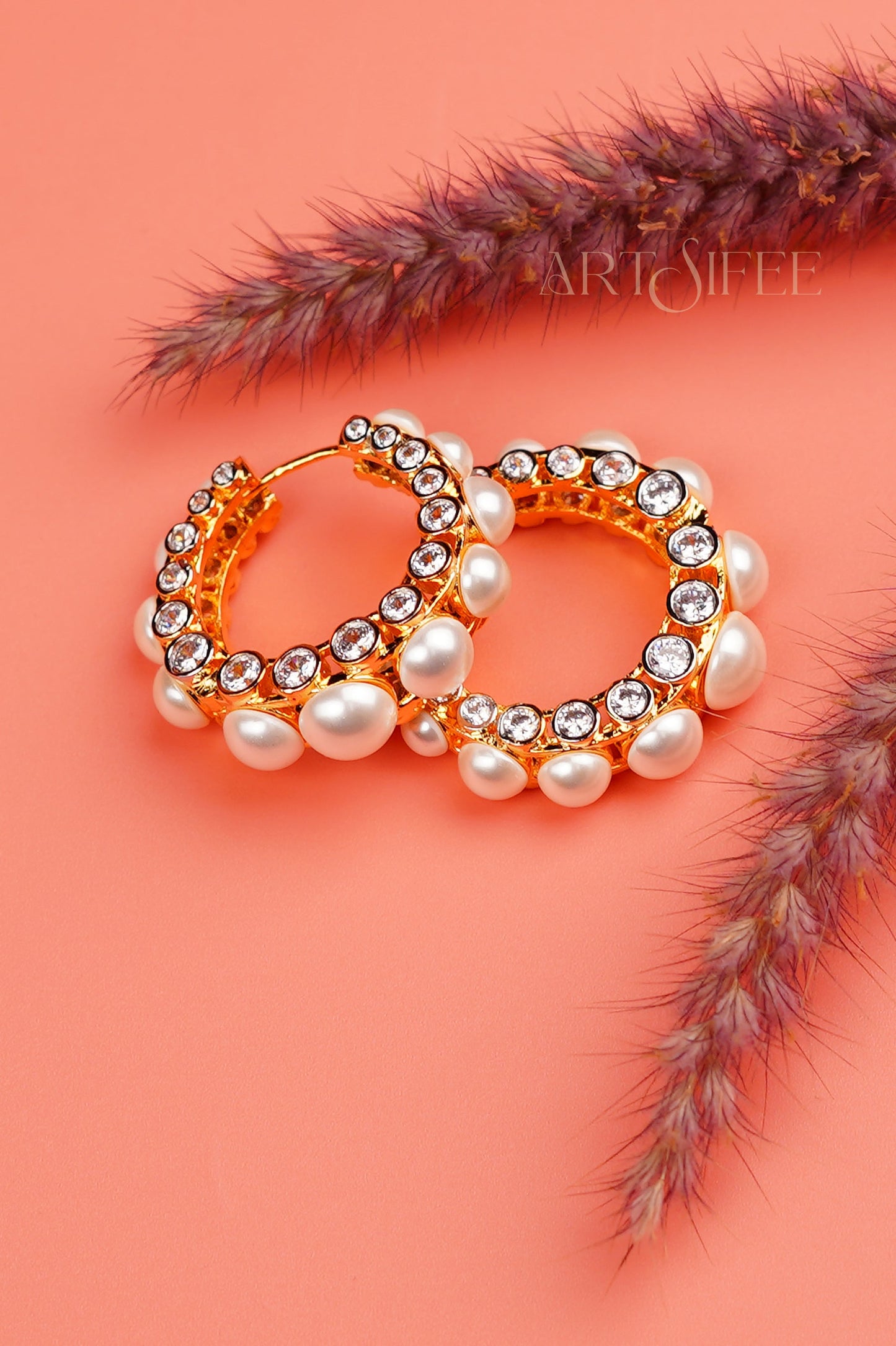 Royal Pearl & Diamond Hoop Balis