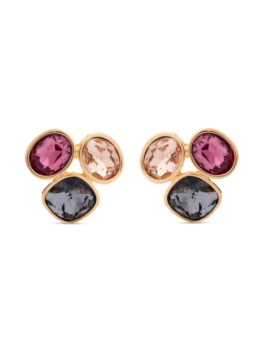Krrystafee 18K Gold Plated Multi Colour Crystal Dangler Earrings for Women | Festive Party Wear