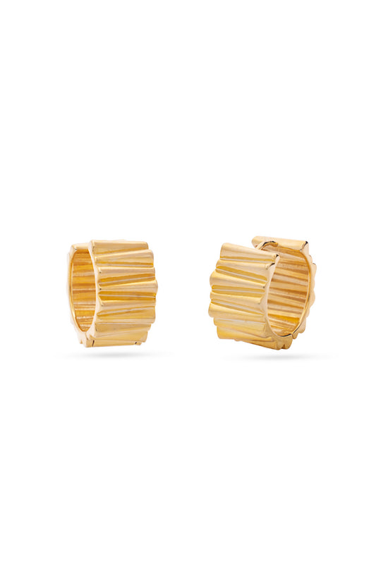 Krrystafee 18K Gold Plated Textured Bali Earrings for Women | Minimalist Everyday Wear