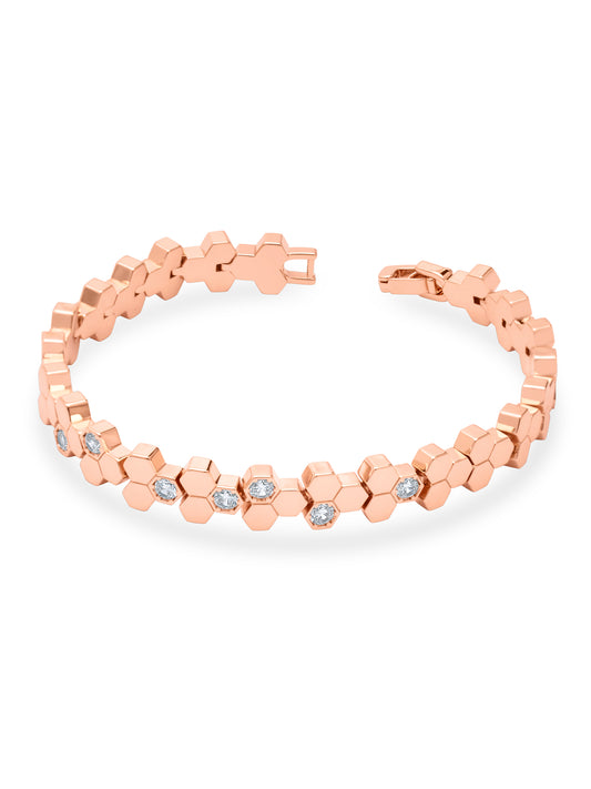 Hexa Charm Flexible Bracelet - Rose Gold