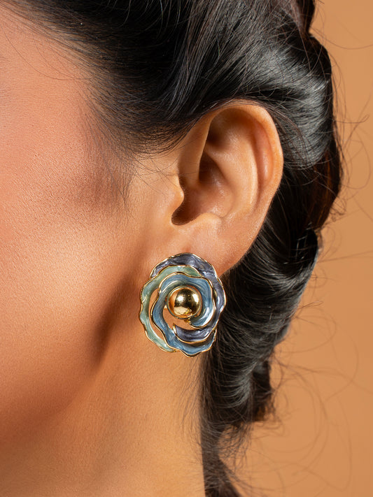 Krrystafee 18K Gold Plated Grey Rose Crystal Earrings for Women | Minimalist Evening Wear