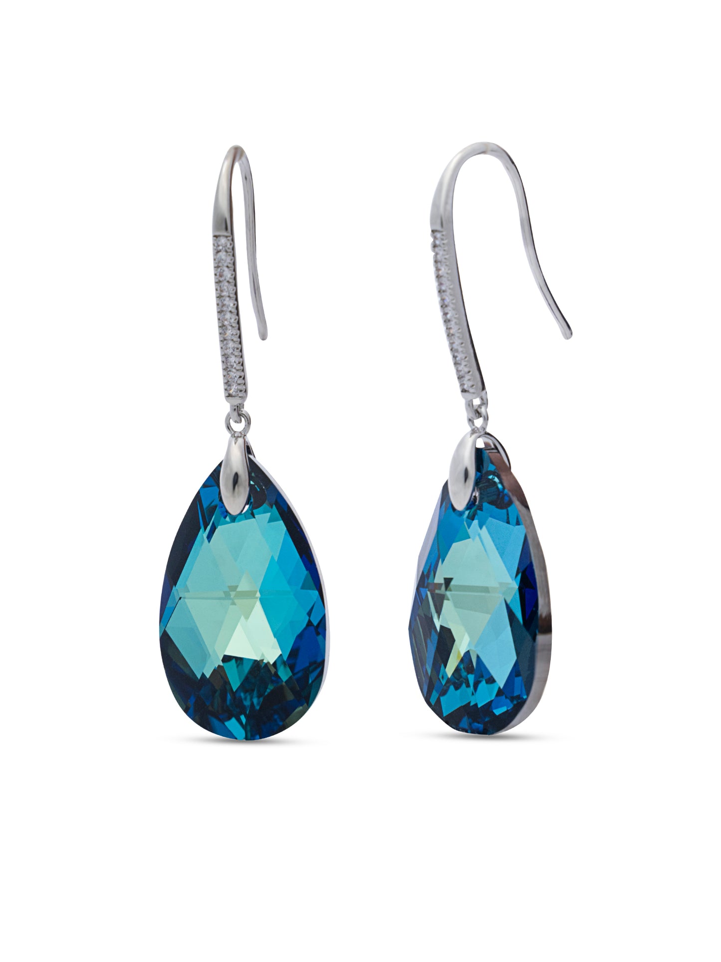 Blue Tear Drop Swarovski Crystal Earrings