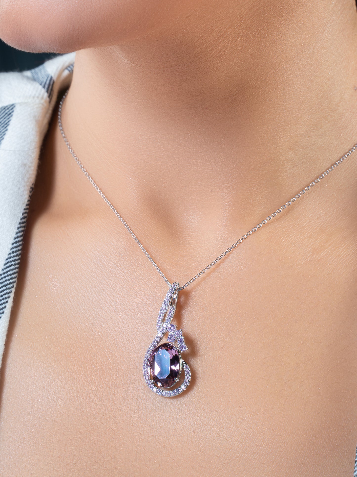 Plum Purple Swarovski Crystal Tear Drop Pandant