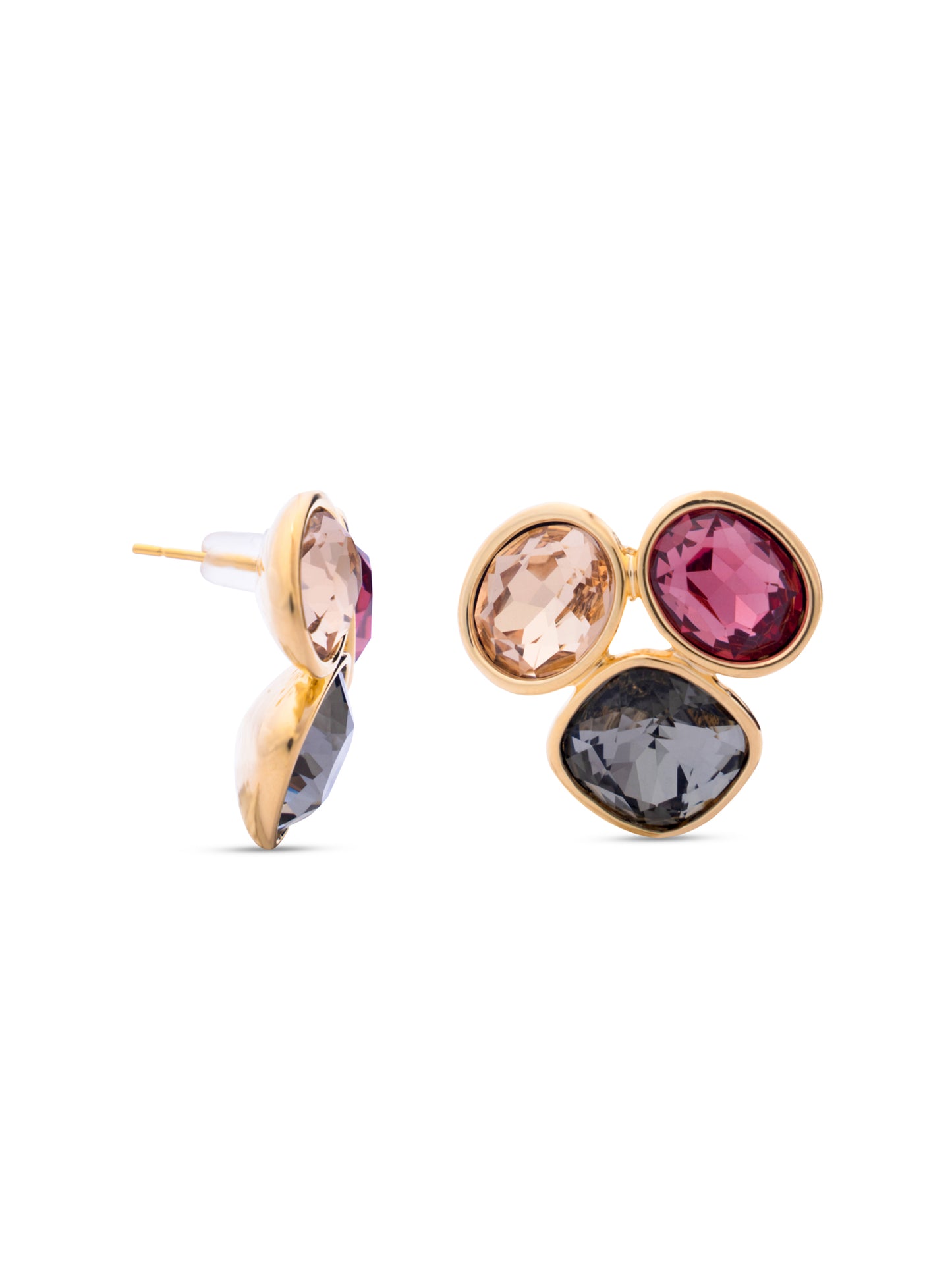 Multi Colour Crystals in Gold Earrings