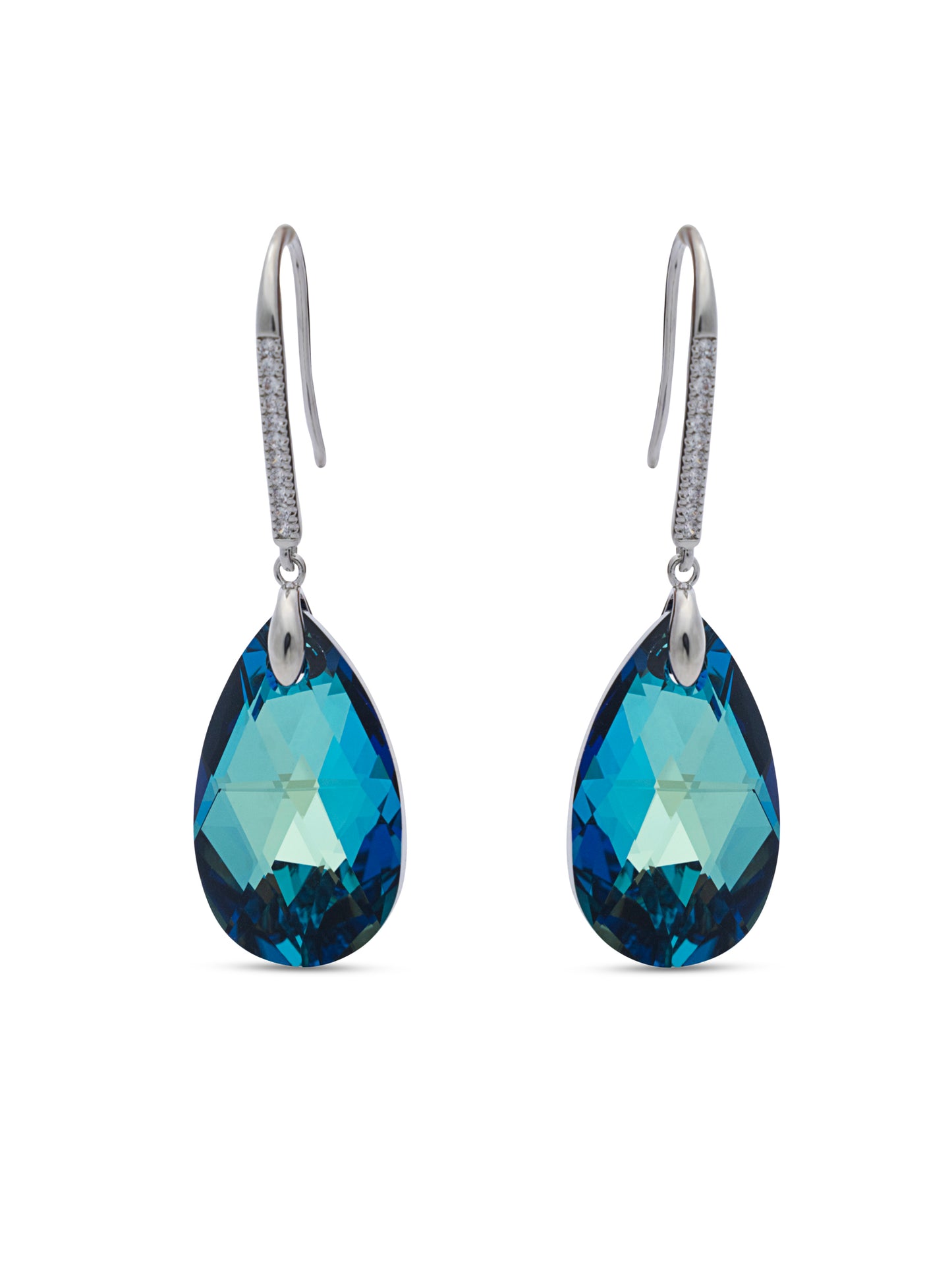 Blue Tear Drop Swarovski Crystal Earrings