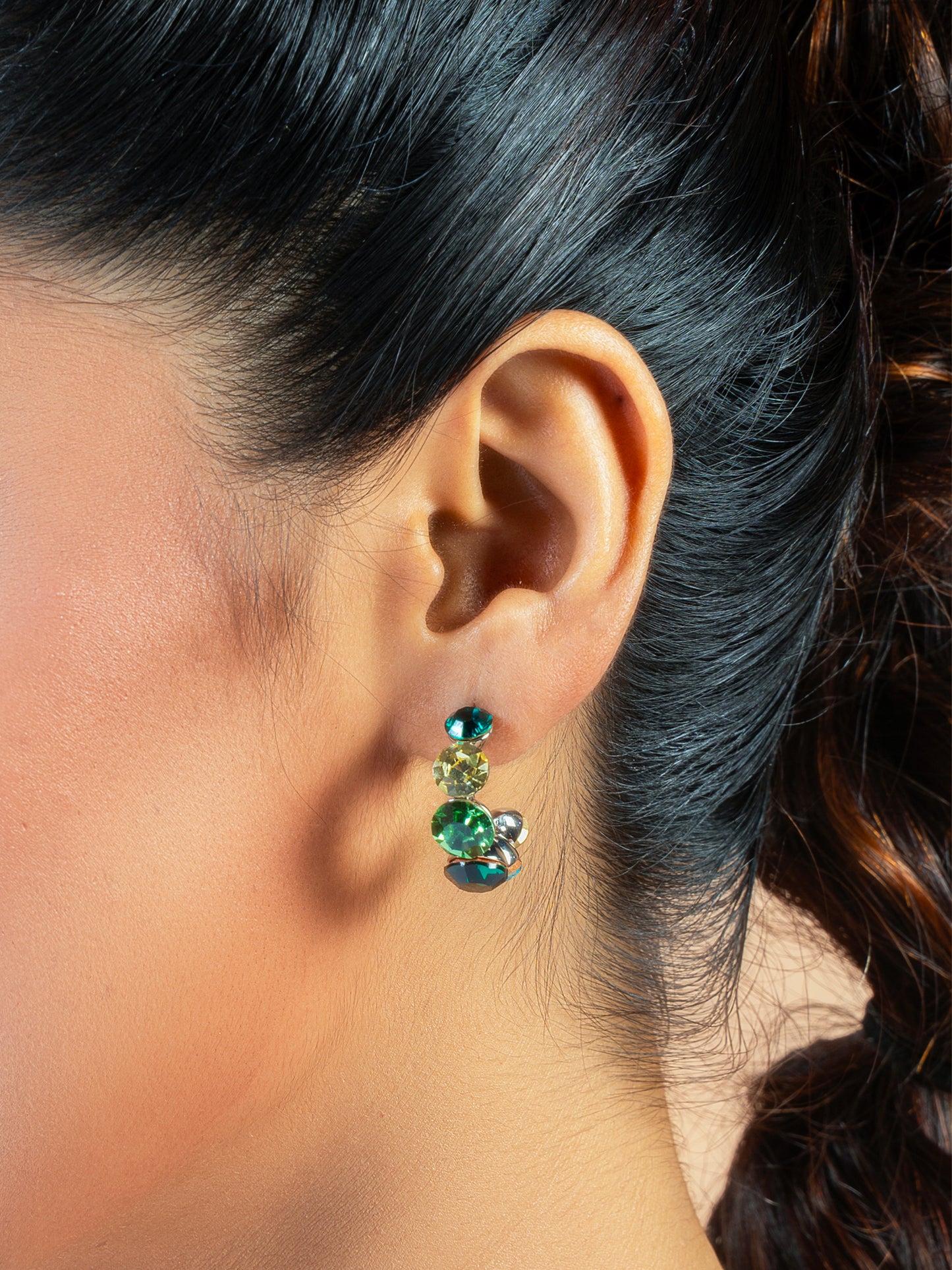 Sage Green Swarovski Crystal Hoops