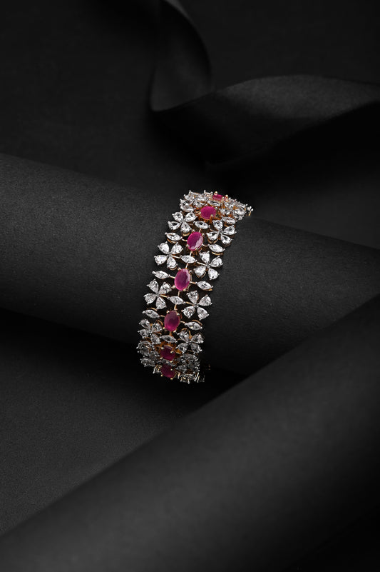 Ruby Studded Zircon Bracelet