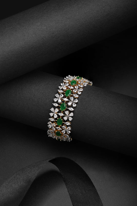Emerald Studded Zircon Bracelet