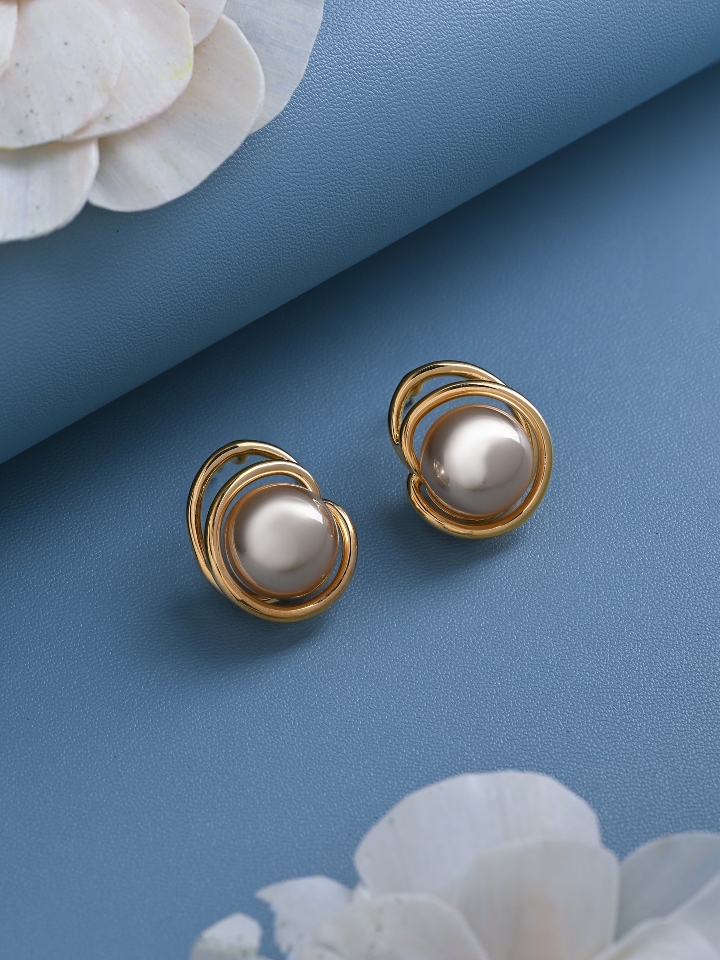 Krrystafee 18K Gold Plated Pearl Wire Wrapped Stud Earrings for Women | Everyday Gifting
