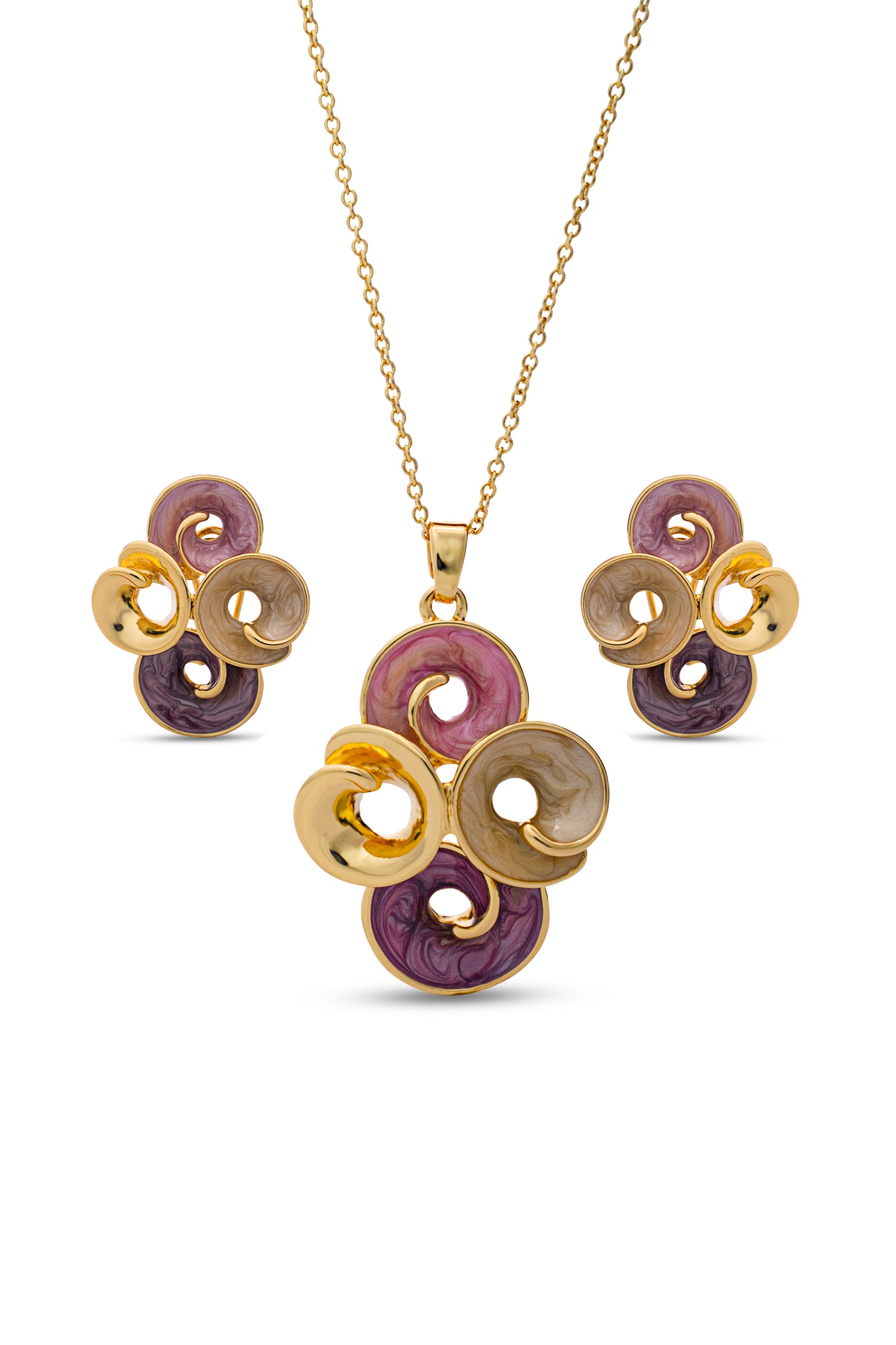 Enamel Petal Cluster Pendent Set