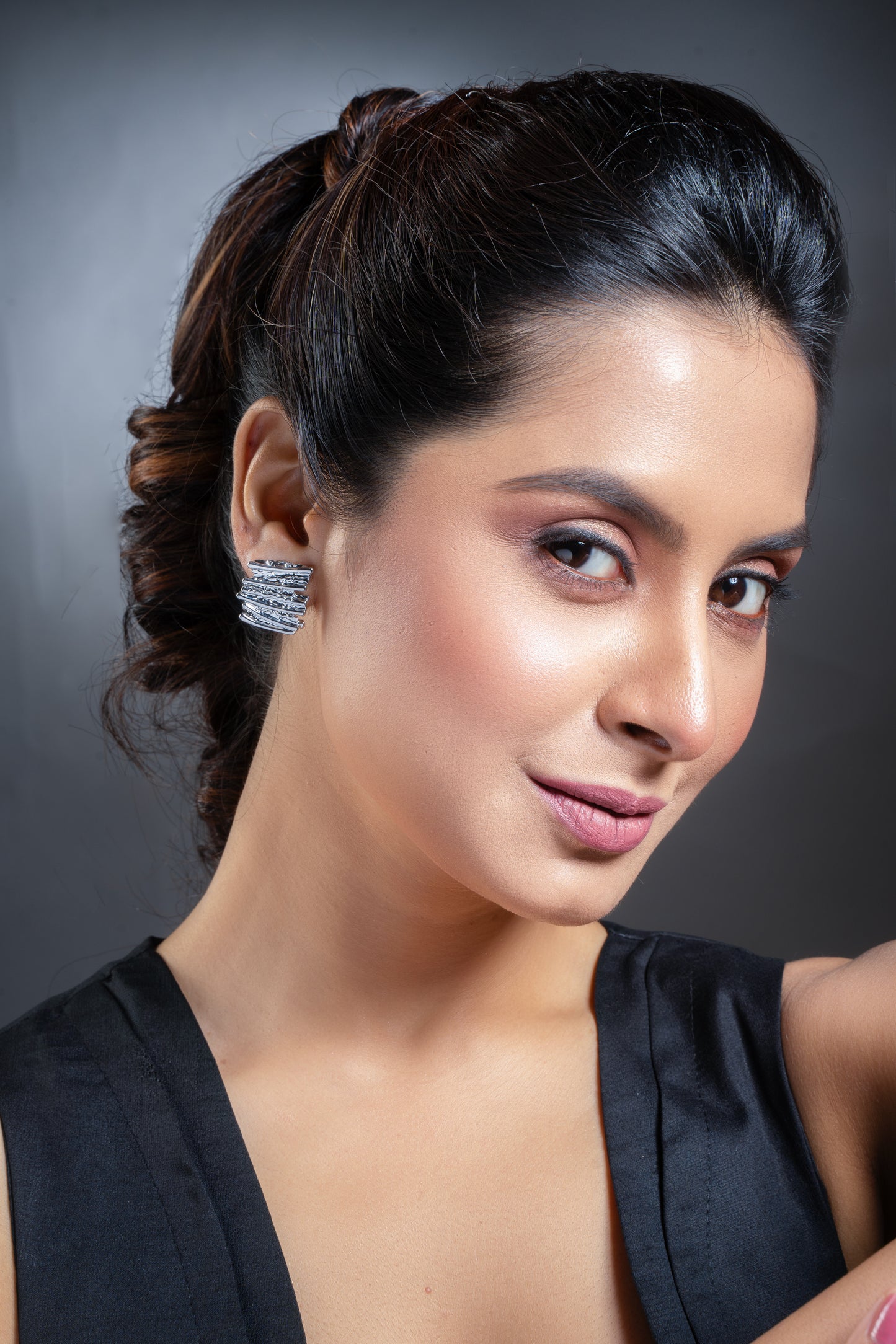 Silver Textured Earrings