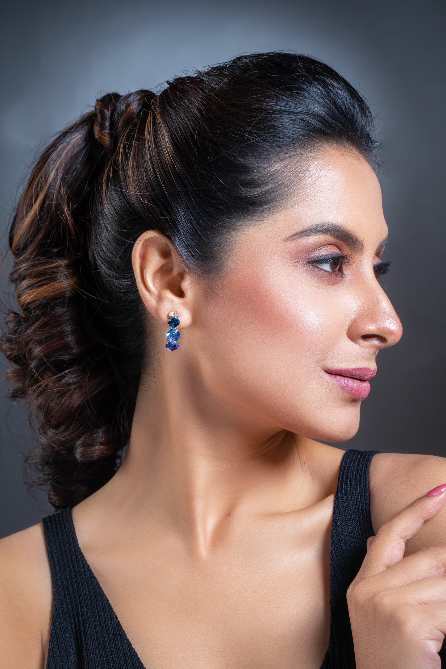 Sapphire Swarovski Crystal Hoops