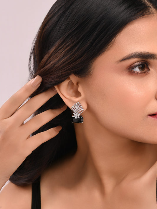 Diamond Studs with Black Stone