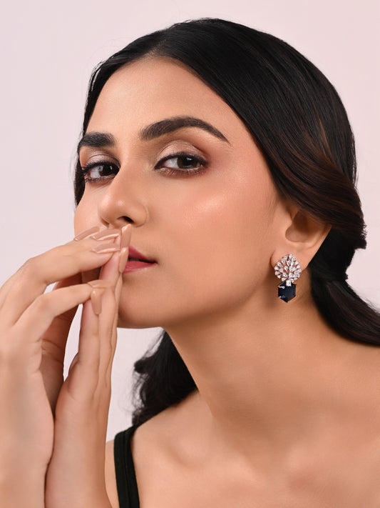 Sapphire Stud with Diamond Shower Earrings