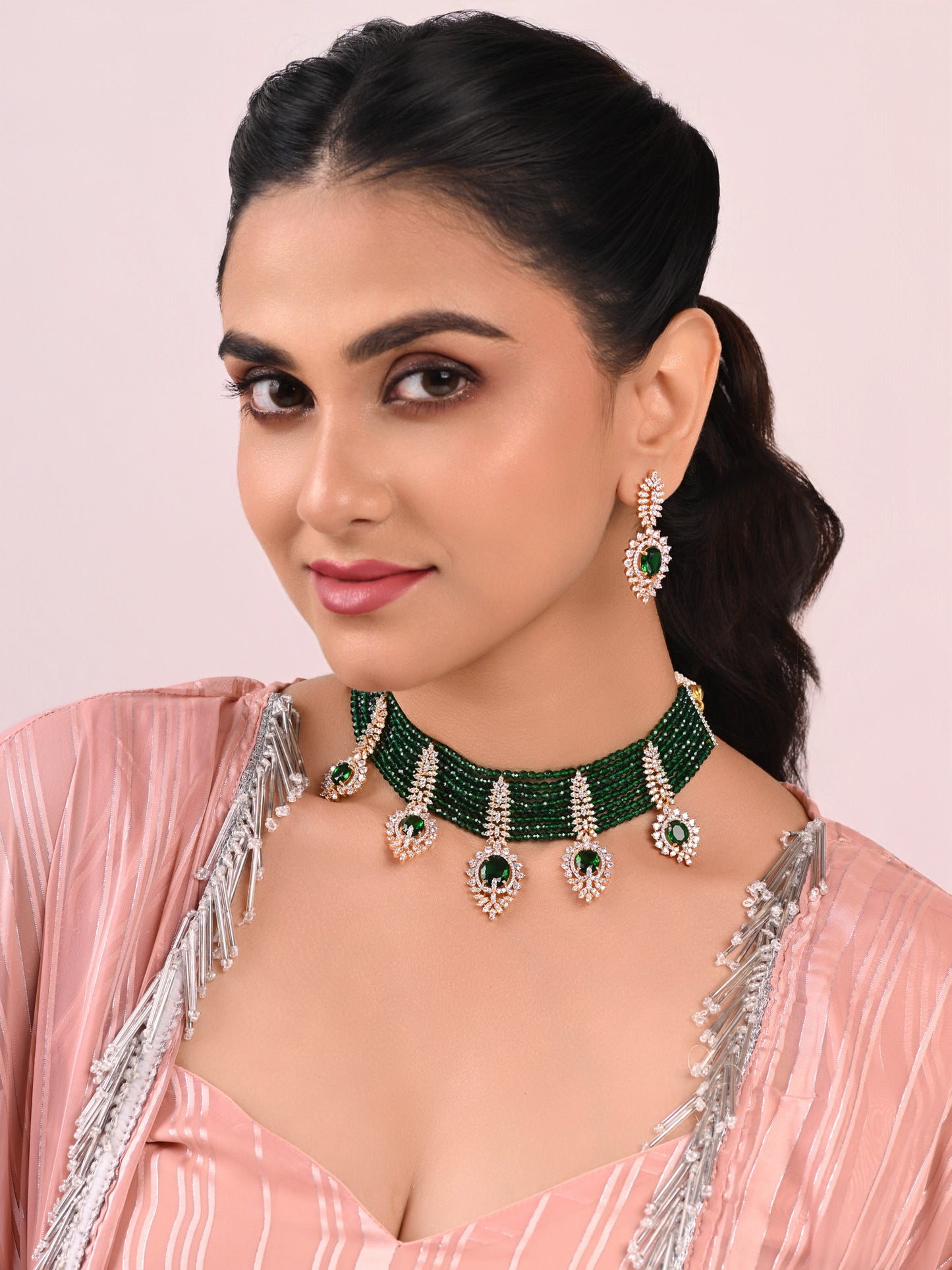 Emerald Diamond Necklace Set