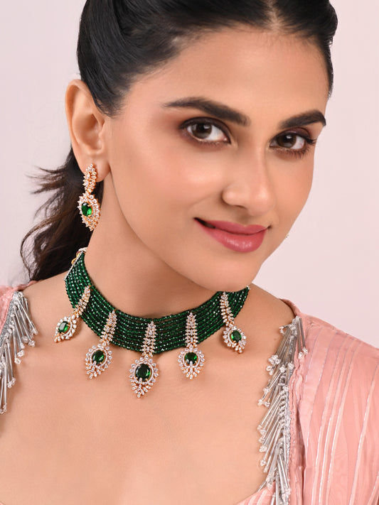 Emerald Diamond Necklace Set