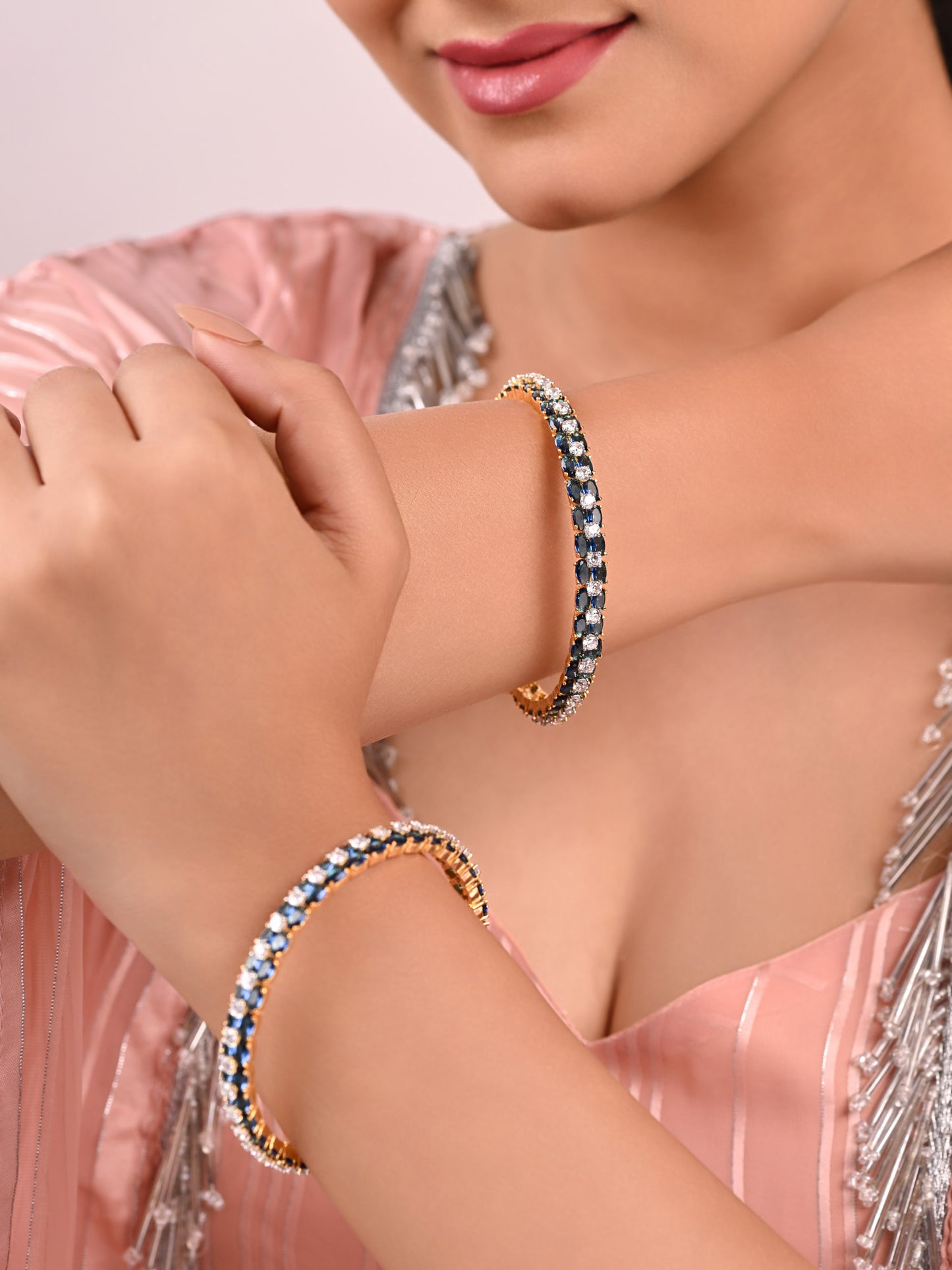 Sapphire Zircon Diamond Pair Of Bangles