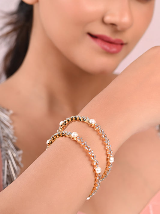 Pearl And Diamond Pair Of Bangles