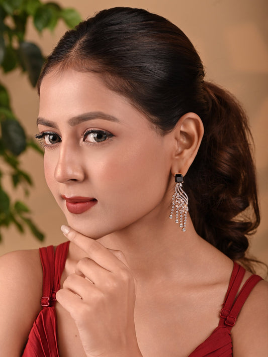 Rain Drops Earring with Black Stone