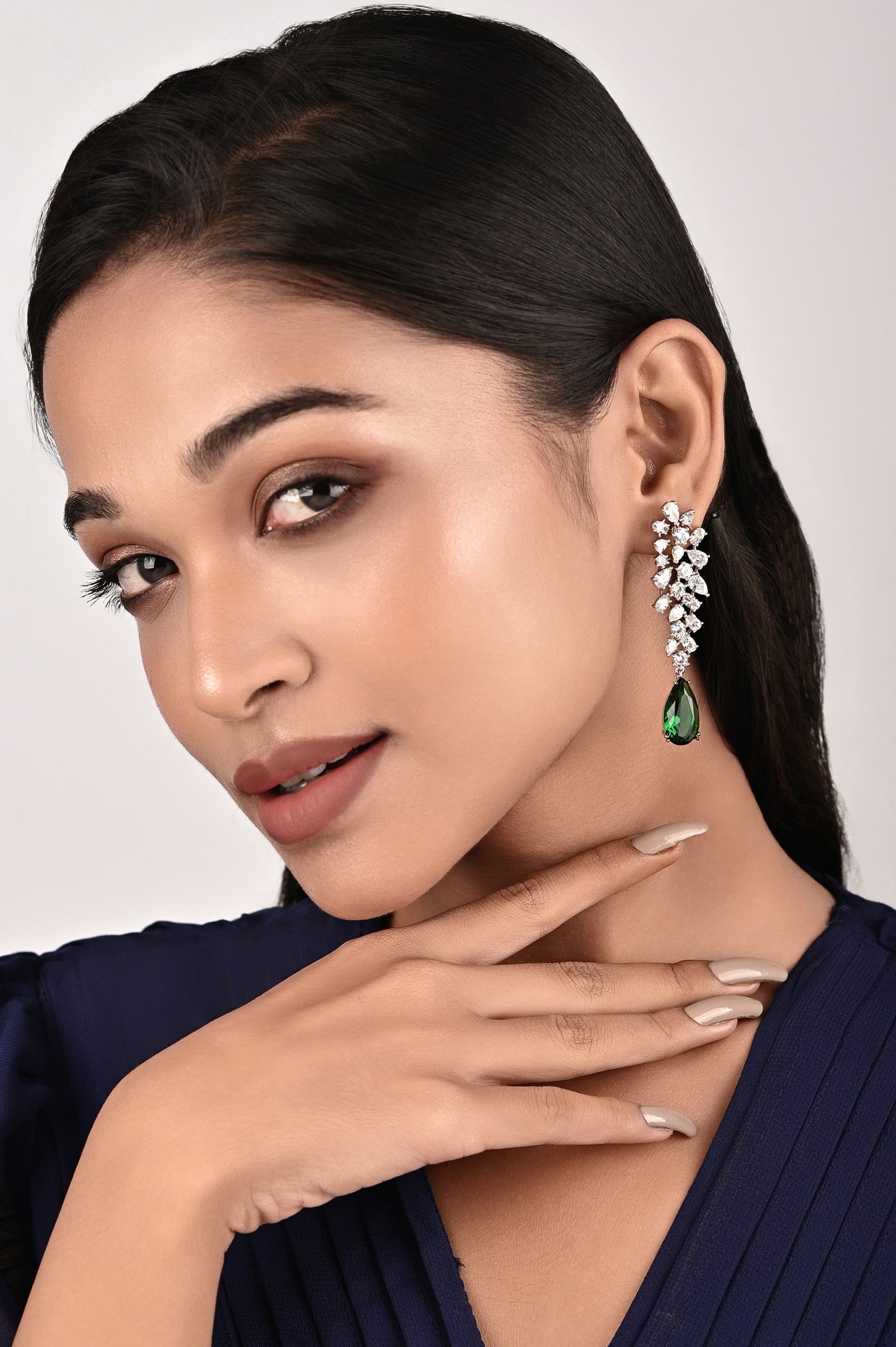 Emerald Green Zircon Diamond Danglers