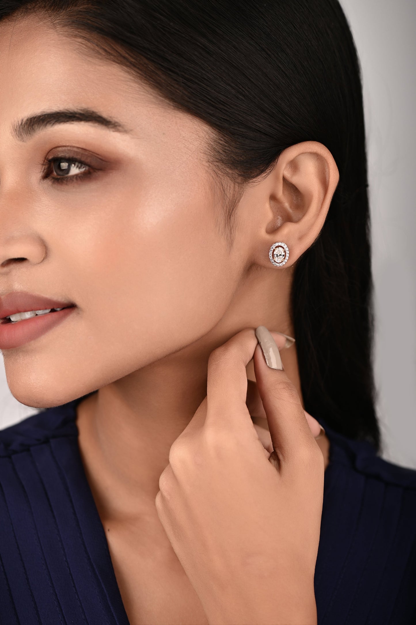 Swarovski Crystal Oval Stud with Halo