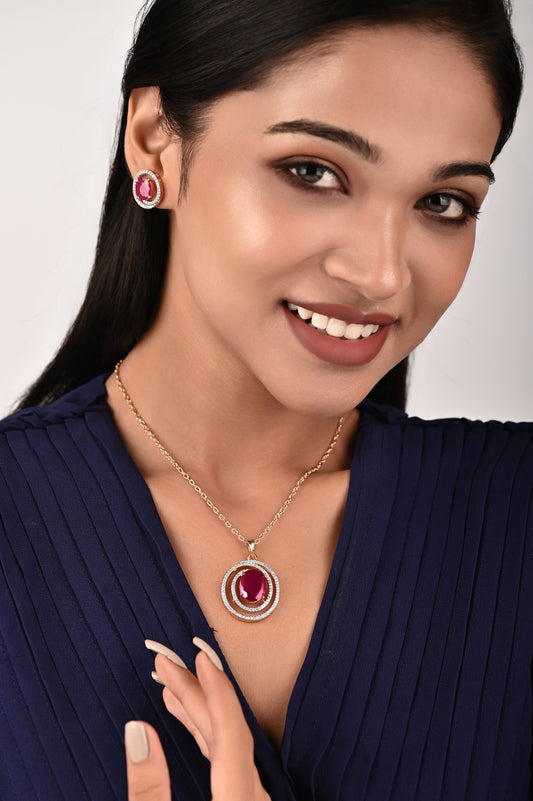 Ruby Pendant Set