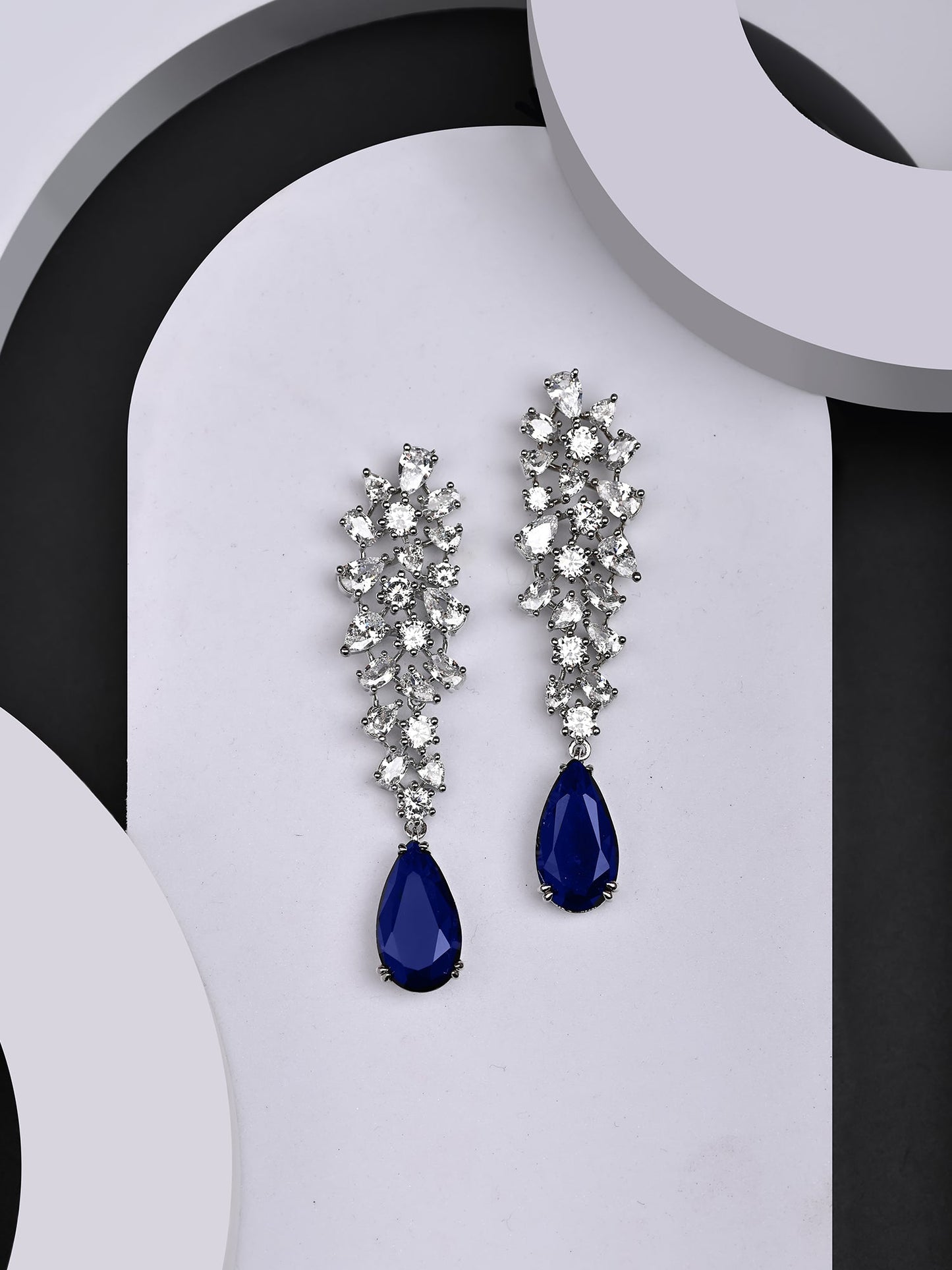 Royal Blue Diamond Danglers