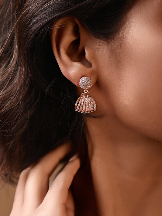 Krrystafee Rose Gold Plated Italian Dangle Earrings for Women | Minimalist Daily Wear