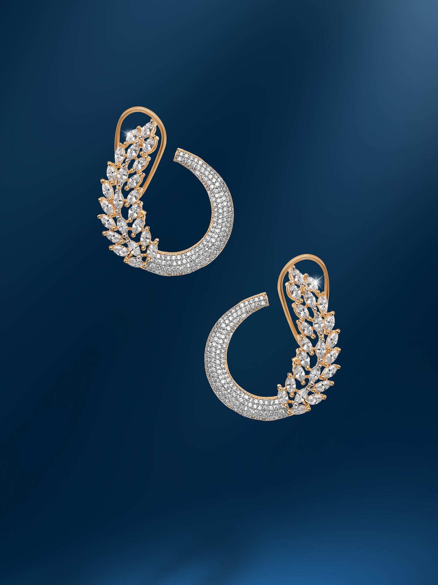 Krrystafee 18K Gold Plated Evergreen CZ Diamond Earrings for Women | Daily & Festive Wear