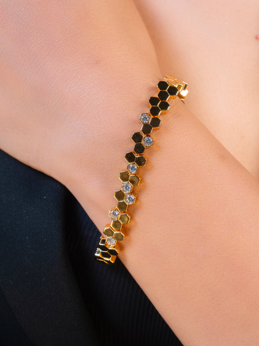 Hexa Charm Flexible Bracelet - Gold