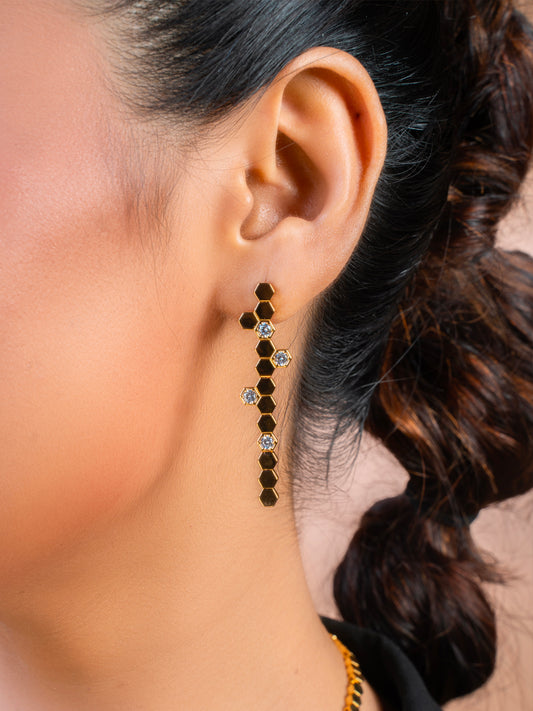 Hexa Charm Flexible Necklace Set - Gold