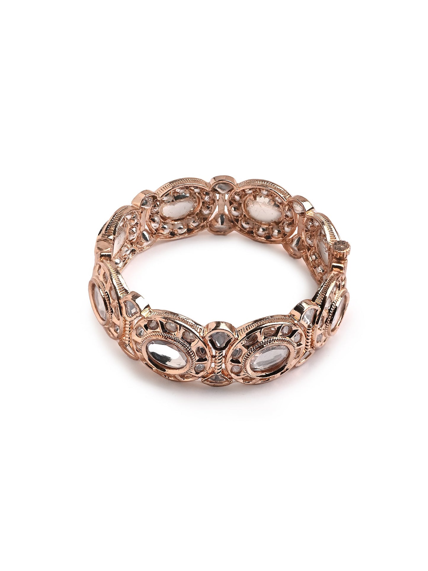 Krrystafee Rose Gold Plated Kada Bangle for Women | Bridal Traditional Jewellery