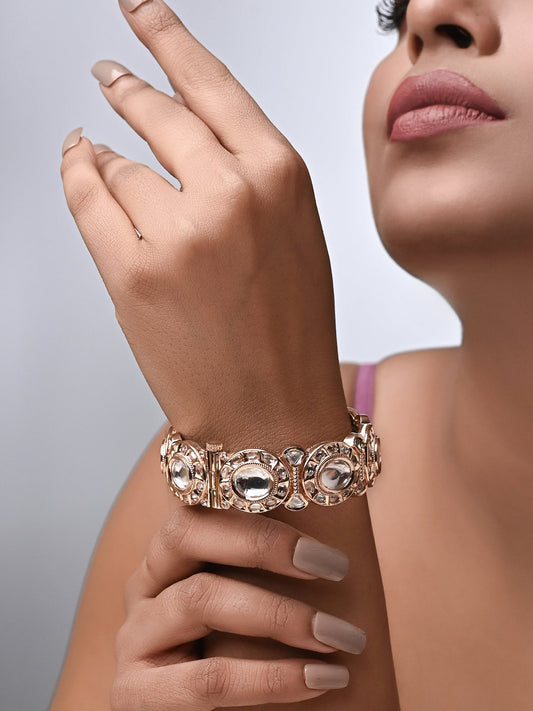 Krrystafee Rose Gold Plated Kada Bangle for Women | Bridal Traditional Jewellery