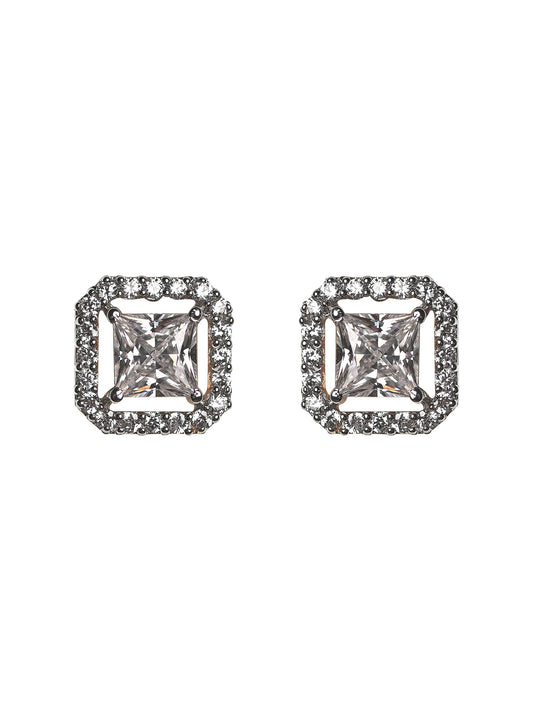 Princess Cut Swarovski Crystal Stud with Halo