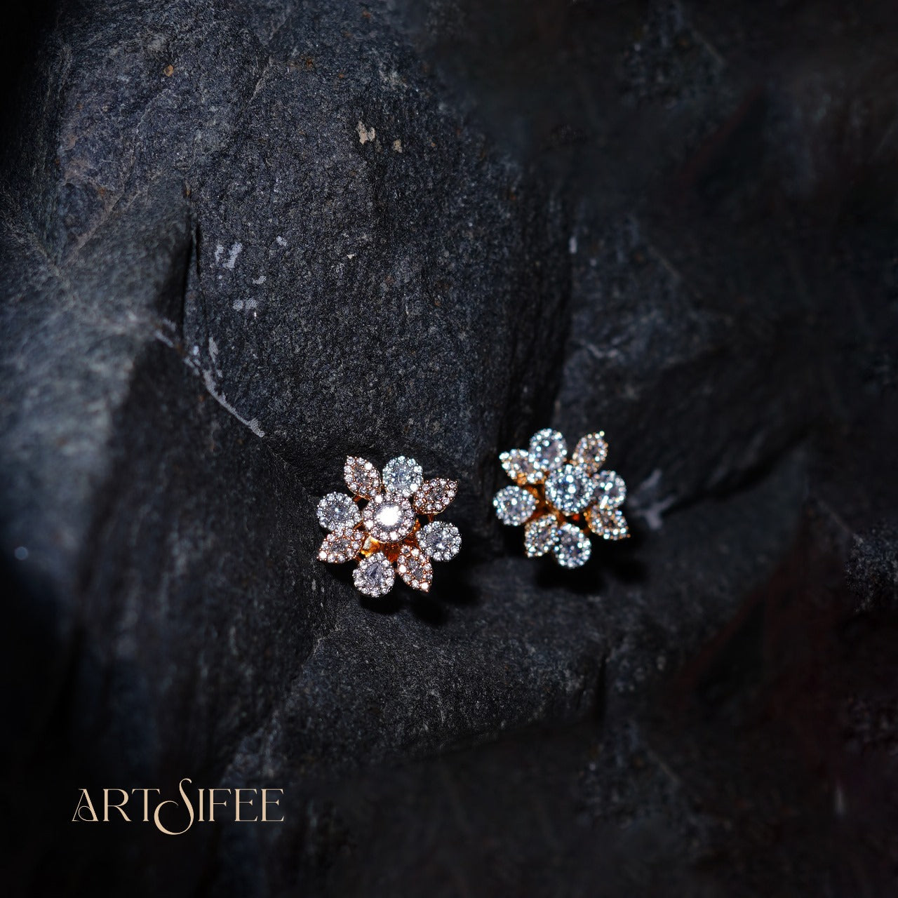 Italian Gold & Silver Diamond Studs