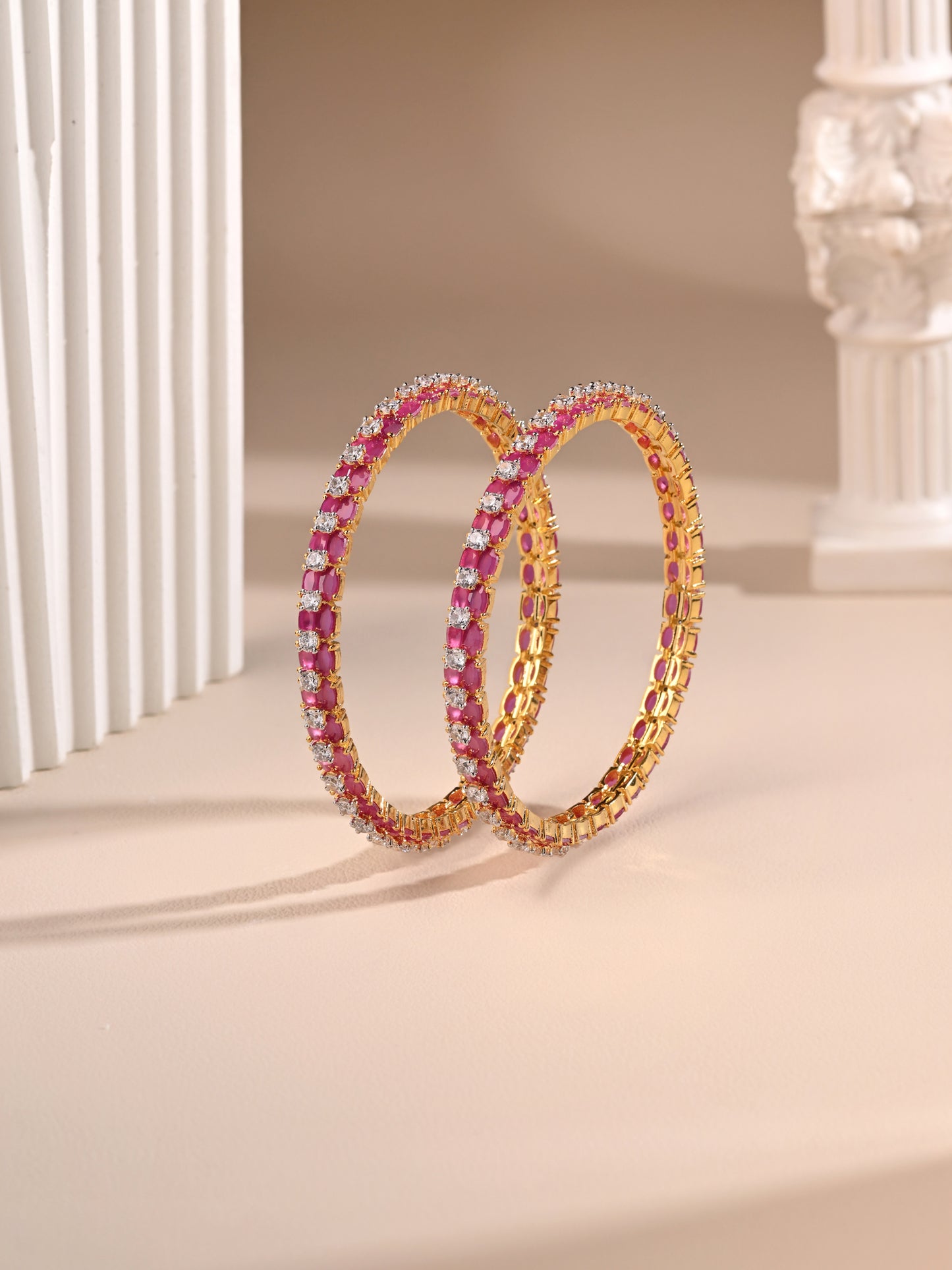 Ruby Zircon Diamond Pair Of Bangles