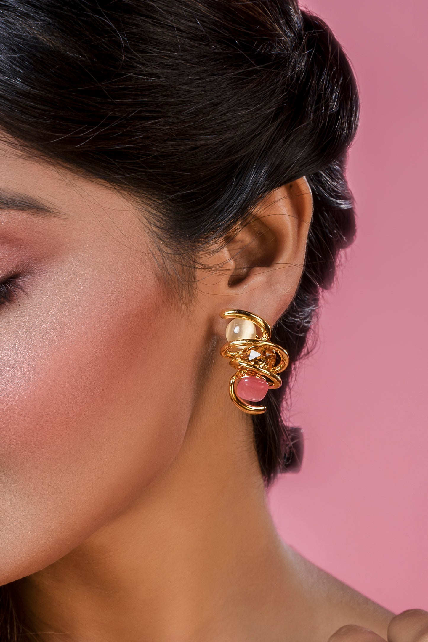 Multi Colour Stones in a Spring Earrings