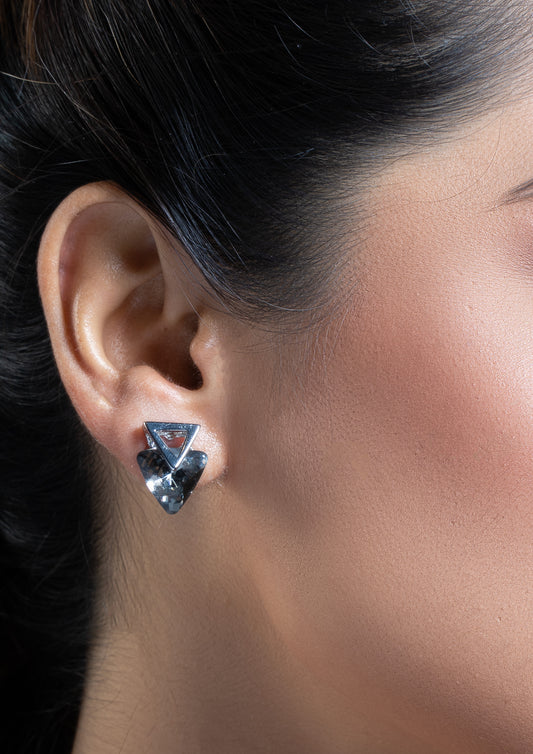 Grey Triangle Crystal Stud