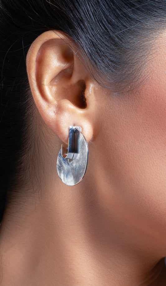 Krrystafee Silver Plated Hook Shaped Dangle Earrings for Women | Minimalist Daily Wear