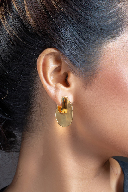 Hook Shaped Earrings-Golden
