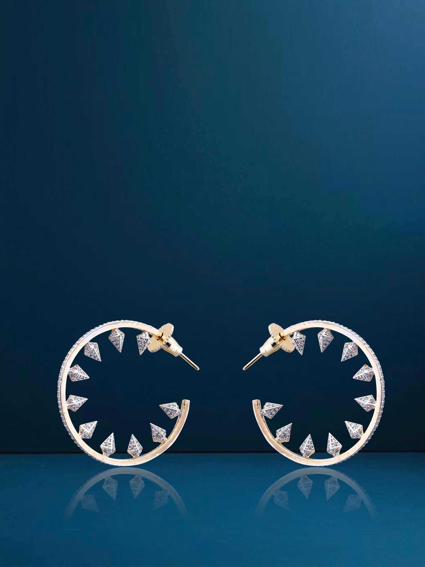 Krrystafee 18K Gold Plated CZ Diamond Statement Hoop Earrings for Women | Party Evening Wear