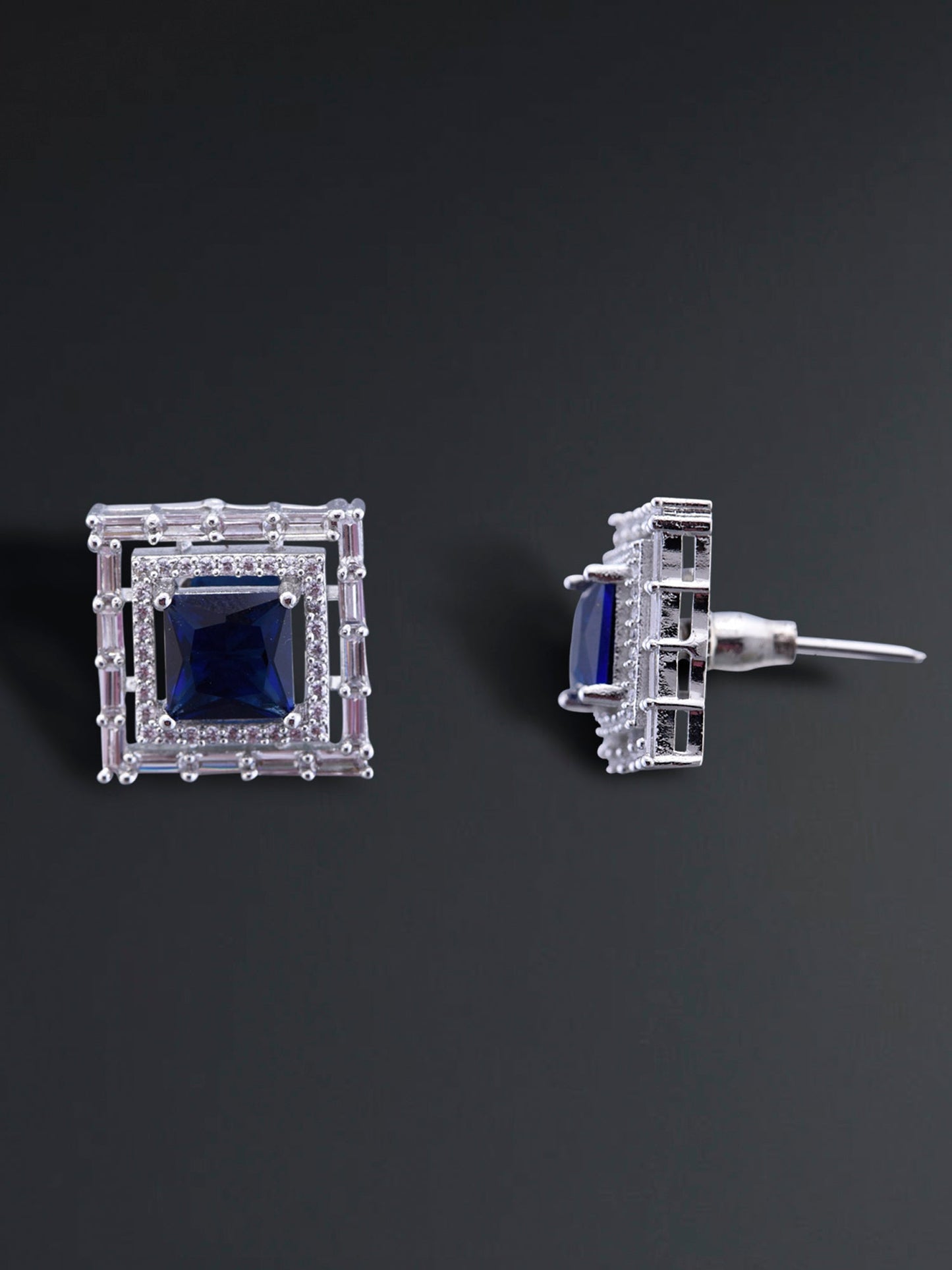Sapphire with Diamond Halo Studs