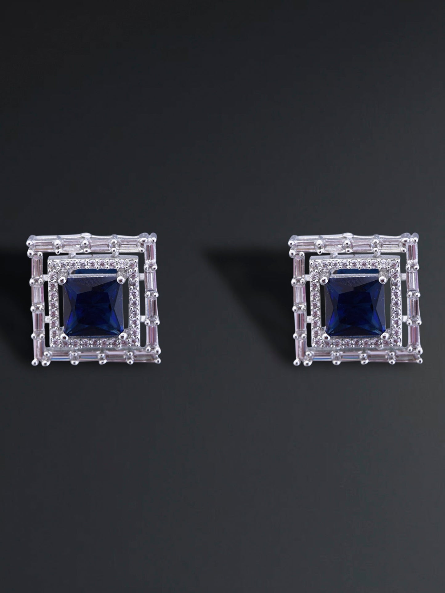 Sapphire with Diamond Halo Studs