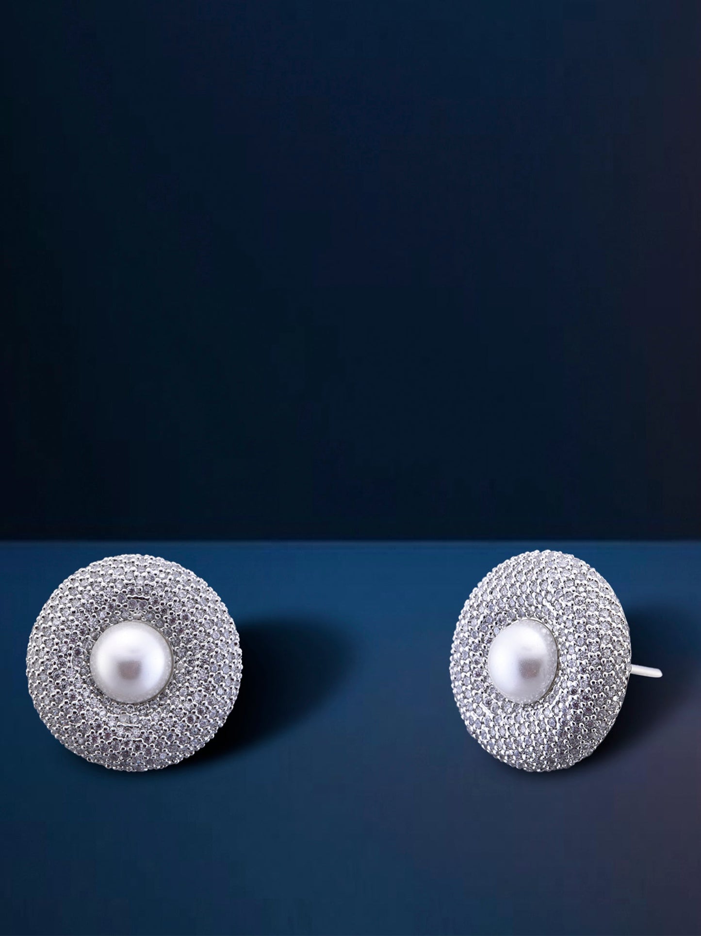 Krrystafee 18K Gold Plated Italian CZ Diamond Pearl Stud Earrings for Women | Daily Gifting
