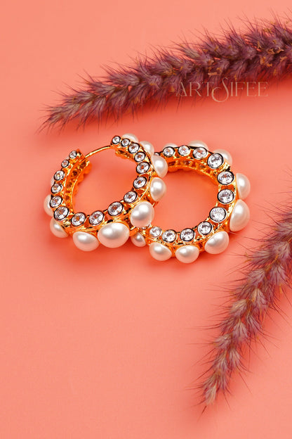 Royal Pearl & Diamond Hoop Balis