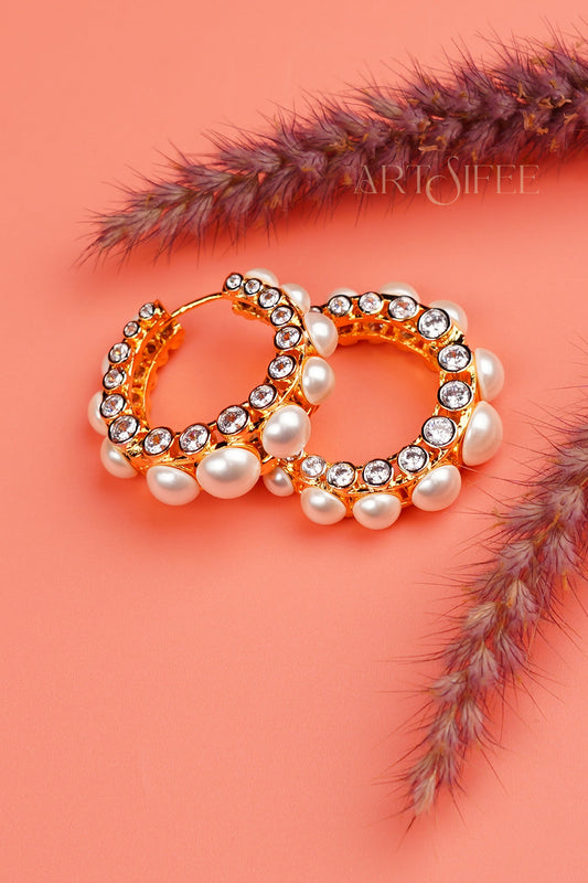 Royal Pearl & Diamond Hoop Balis