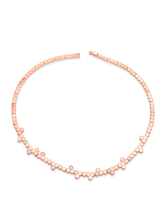 Hexa Charm Flexible Necklace Set - Rose Gold