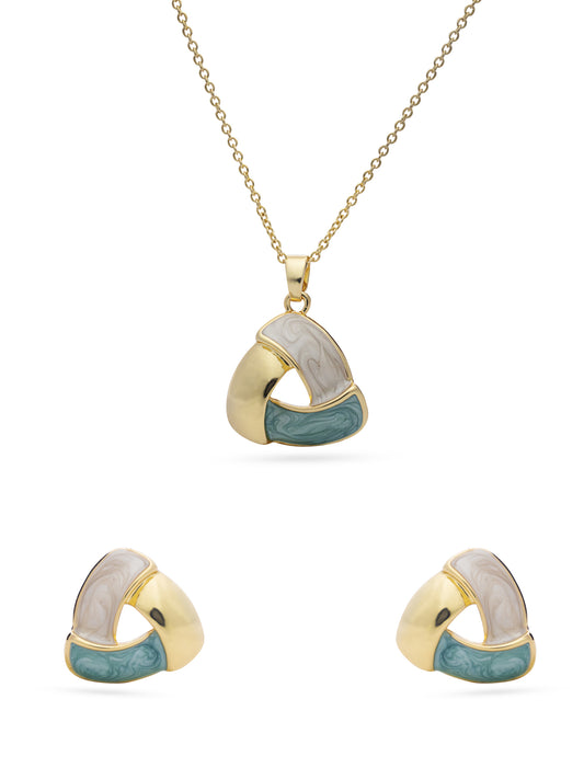 Tri-Tone Curved Harmony Pendent Set