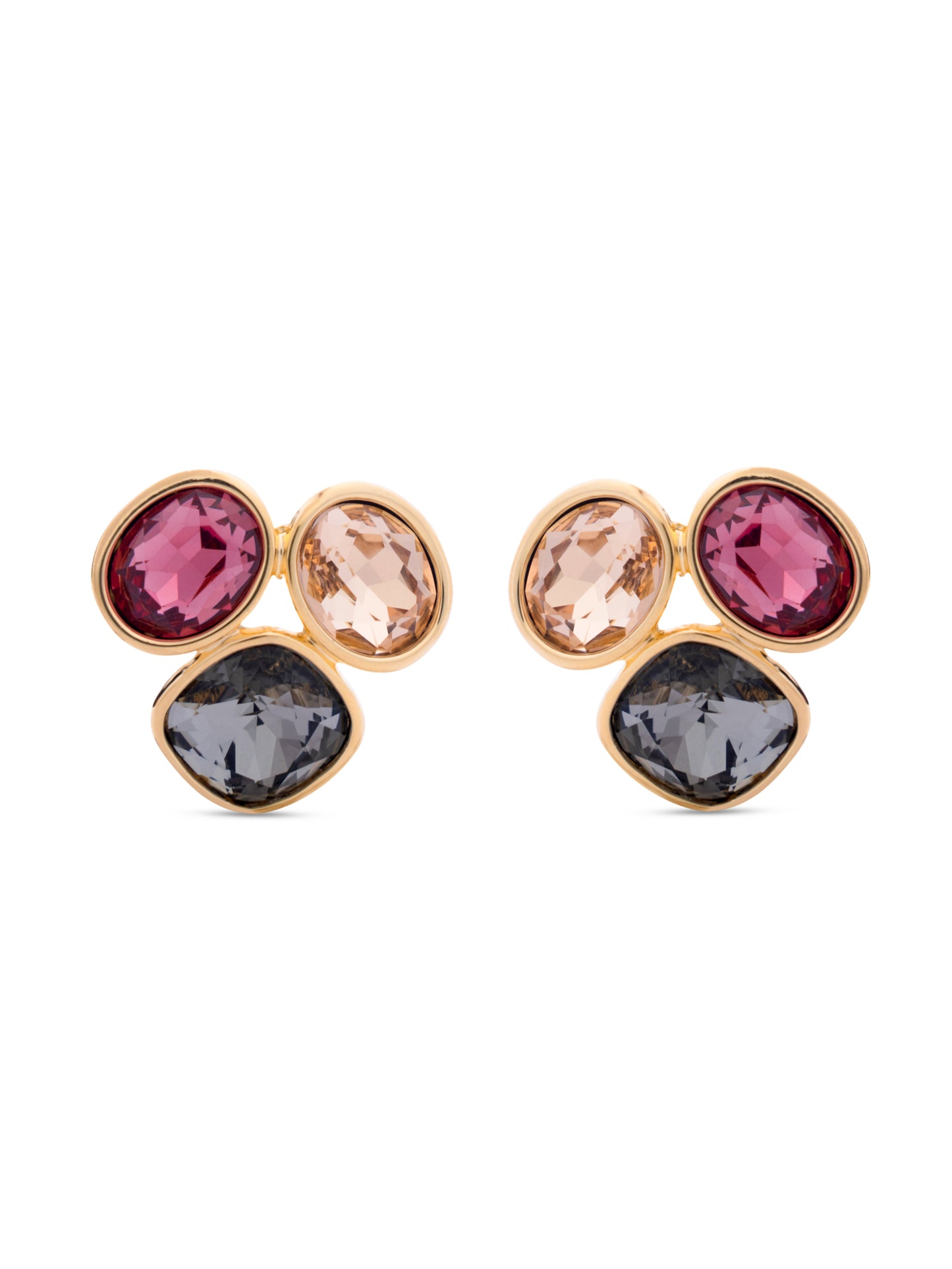 Multi Colour Crystals in Gold Earrings