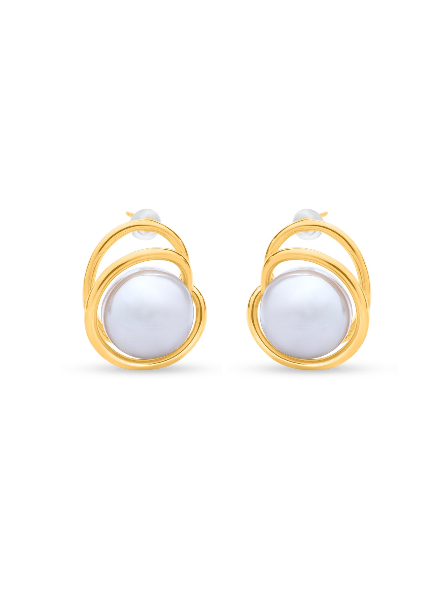Pearl Wrapped In Golden Tread Earrings